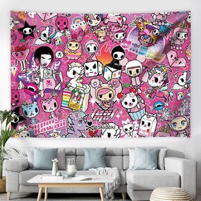 tokidoki Official Unicorno Tapestry Wall Hanging, 3x5ft Party Photography Backdrop Decorations for Living Room Bedroom Home, Cartoon Birthday Party Supplies Banner Tablecloth Beach Throws (Y2K) in Saudi Arabia