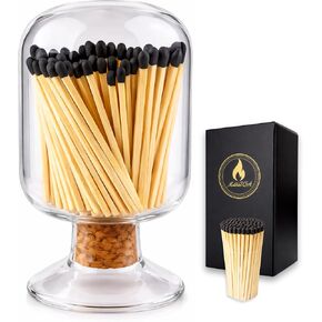 Decorative Glass Matches Cloche (Bottle ONLY) | Long Match Holder Jar for Farmhouse Coffee Table | Trending Gift Ideas Cute Candle Display in Saudi Arabia