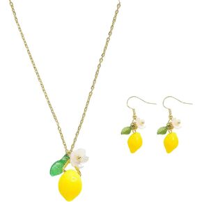Cute Fruit Jewelry Set with Lemon Necklace and Earrings, Lightweight Fruit Themed Jewelry for Summer Daily Wear Stylish and Refreshing Accessories for Women, Premium Gifts on Anniversary Birthday in Saudi Arabia