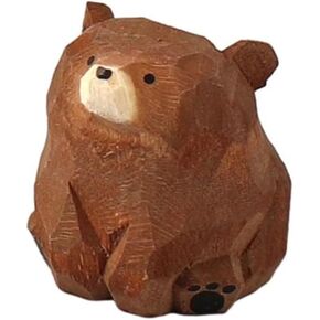 Hand-Carved Wooden Animal Ornaments,Carved Wooden Animal Ornaments,Small Home Decoration,4-5 CM(Bear) in Saudi Arabia