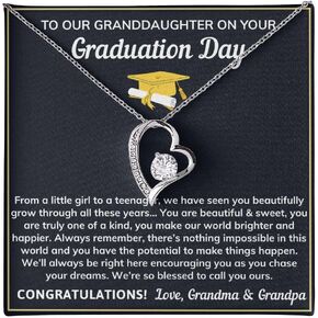 Granddaughter Graduation Gift from Grandma & Grandpa, Gifts for Granddaughter Graduation Class of 2026 Necklace with Message Card and Gift Box in Saudi Arabia