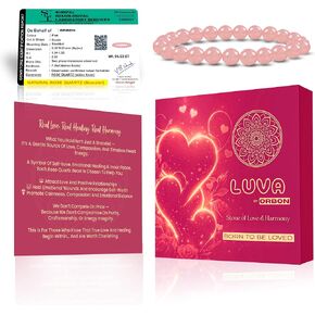 Rose Quartz Bracelet for Women & Men | Original Certified Natural Rose Quartz Crystal Love Stone Bracelet | Self Love & Heart Chakra Energy Jewellery with Activation Card & Authenticity Certificate in Saudi Arabia