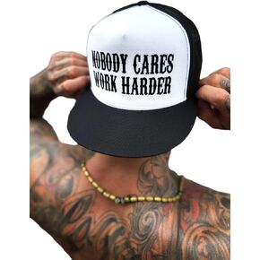 Work Harder Black & White Flat Bill HAT in Saudi Arabia