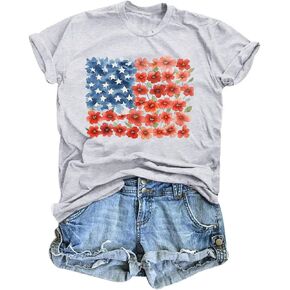 Floral USA Flag Shirts Womens 4th July America Flag Shirt in Saudi Arabia
