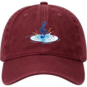 Musical Notes Water Splash Washed Cotton Baseball Cap, Soft Dad Hat for Men Women, Music Lover Hats, Musician Gift in Saudi Arabia