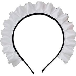 Gorgeous Sweet White Ruffle Headband for Maid Hair Hoop for Anime Cosplay, Fits Most Women Hair Accessories in Saudi Arabia