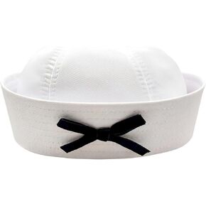 Sailor Hat White Sailor Cap with Bowknot Yacht Captain Hat Navy Costume Hat for Captain Birthday Halloween Costume in Kuwait