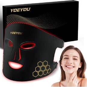 Red Light Therapy for Face, 850nm Near Infrared LED Face Mask, 4 Light Modes, Portable Rechargeable Red Light Therapy Mask Skincare Device for Facial Rejuvenation in Kuwait