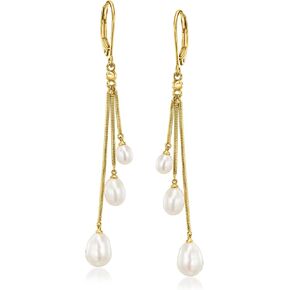 Ross-Simons 4-6.5mm Cultured Pearl Drop Earrings in 18kt Gold Over Sterling in Saudi Arabia
