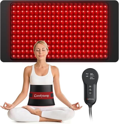 Comfytemp Soft-Touch Red Light Therapy for Body with 242 LEDs, 30W Wearable Near Infrared Light Therapy Pad, 24'' x 12'' Flexible Wrap for Back Knee Shoulder Hands Home Use, 660nm & 850nm in Kuwait