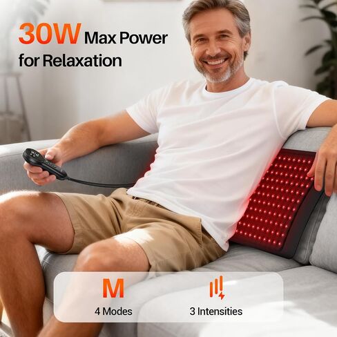 Comfytemp Soft-Touch Red Light Therapy for Body with 242 LEDs, 30W Wearable Near Infrared Light Therapy Pad, 24'' x 12'' Flexible Wrap for Back Knee Shoulder Hands Home Use, 660nm & 850nm in Kuwait