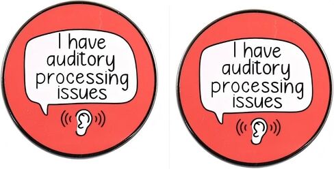 2 Pcs I Have Auditory Processing Issues Round Button Pins, Hearing Impaired Alloy Lapel Pins, Medical Alerts Alloy Badges in Kuwait