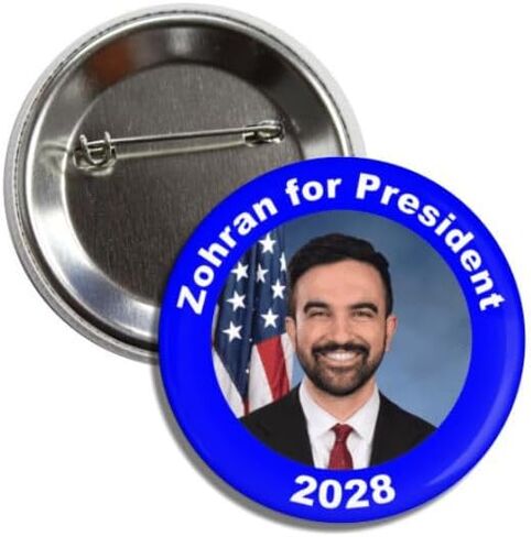 Zohran Mamdani for President Button, 2.25 Inch Round Political Pin, 2028 Presidential Election in Kuwait