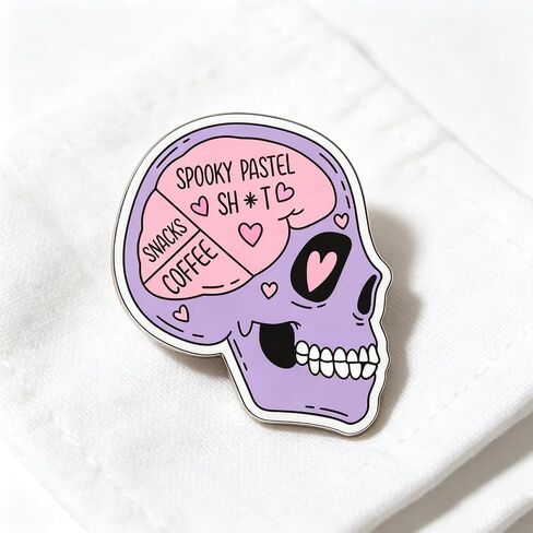 Pastel Color Skull Enamel Pin Gothic Style Lapel Brooch for Trendy Outfit Decor in Kuwait