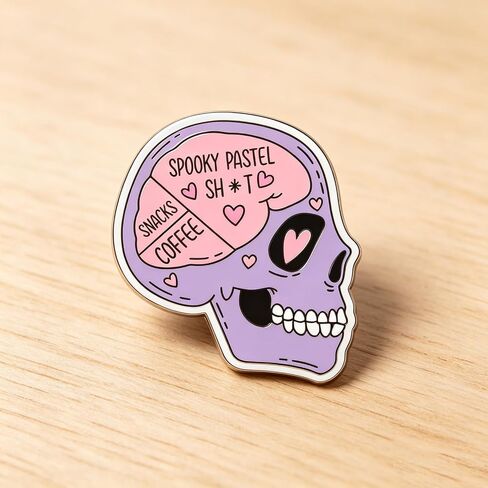 Pastel Color Skull Enamel Pin Gothic Style Lapel Brooch for Trendy Outfit Decor in Kuwait