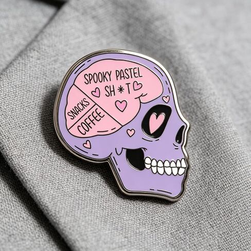 Pastel Color Skull Enamel Pin Gothic Style Lapel Brooch for Trendy Outfit Decor in Kuwait