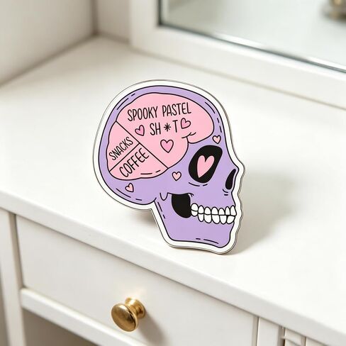 Pastel Color Skull Enamel Pin Gothic Style Lapel Brooch for Trendy Outfit Decor in Kuwait