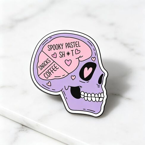 Pastel Color Skull Enamel Pin Gothic Style Lapel Brooch for Trendy Outfit Decor in Kuwait