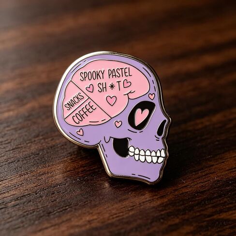 Pastel Color Skull Enamel Pin Gothic Style Lapel Brooch for Trendy Outfit Decor in Kuwait