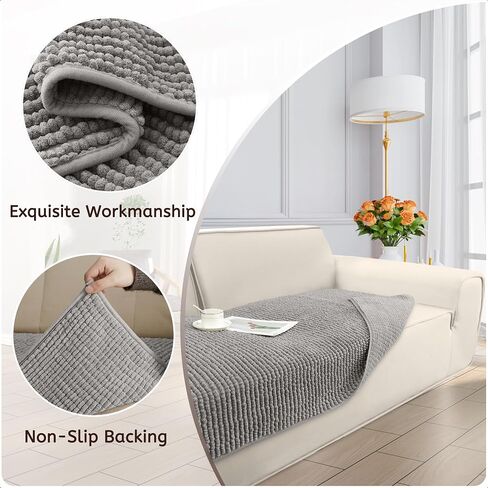 Arfntevss Corner Sectional Couch Covers Plush Chenille L Shape Sofa Cover Thick Soft Slipcovers 3 Pieces Anti Slip U Shaped Sectional Cover Fluffy Fuzzy Furniture Protector (XX-Large, Light Gray) in Kuwait