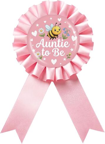 Mom to Bee Tinplate Badge Pin - Bee Mom to Be Brooch Pin, Pink Rosette New Parents Award Ribbon Button, Baby Shower/Gender Reveal Party Decoration in Saudi Arabia