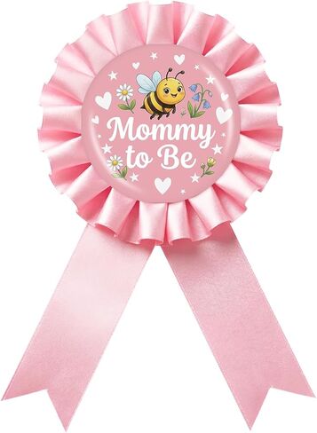 دبوس شارة صفيح من Mom to Bee - دبوس بروش من Mom to Be، زر شريط جائزة الآباء الجدد باللون الوردي الوردي، ديكور حفلات استقبال المولود الجديد/الكشف عن الجنس in Kuwait