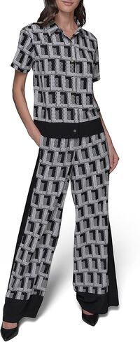 Karl Lagerfeld Women's Multi Collared Essential Camp Shirt Buttom Down in Kuwait
