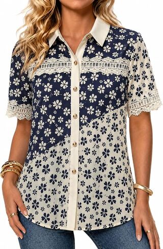 Plus-Size Women's Short Sleeve v-Neck Printed top, Fashionable Summer and Sping Style, Suitable for Casual outings in Kuwait