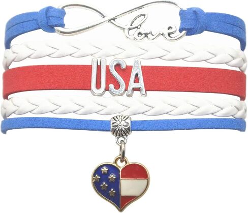 HCChanshi American Usa Bracelet - Infinity Love Charm Bracelet American Flag Gifts For Women, Men, Adult (Royal Blue, White and Red) in Saudi Arabia