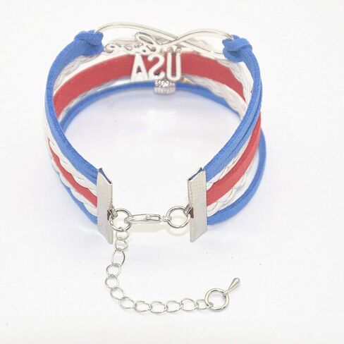 HCChanshi American Usa Bracelet - Infinity Love Charm Bracelet American Flag Gifts For Women, Men, Adult (Royal Blue, White and Red) in Saudi Arabia
