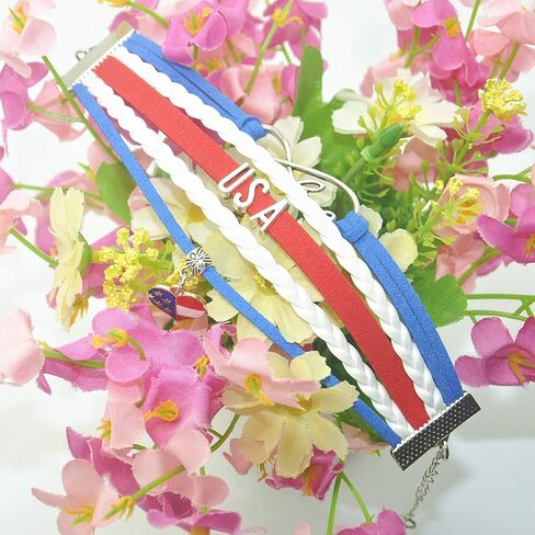 HCChanshi American Usa Bracelet - Infinity Love Charm Bracelet American Flag Gifts For Women, Men, Adult (Royal Blue, White and Red) in Saudi Arabia