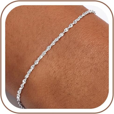 Silver Bracelet for Women, 925 Sterling Silver Singapore Chain Bracelet Delicate & Durable Gifts for Women 6.5-8 Inches in Saudi Arabia