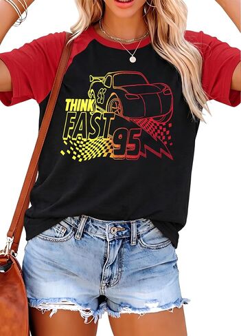 FASHGL Raise Hell Praise Dale Shirt Women Racing T-Shirt Vintage Tee Race Day Casual Short Sleeve Tops in Kuwait