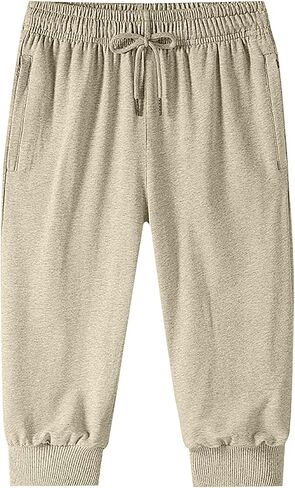 Men Baggy Capri Sweatpants Loose Cotton Drawstring Joggers with Pockets Casual Athletic Workout Gym Capri Sweat Pants in Kuwait