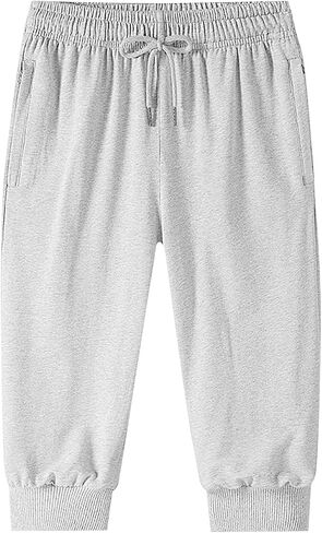 Men Baggy Capri Sweatpants Loose Cotton Drawstring Joggers with Pockets Casual Athletic Workout Gym Capri Sweat Pants in Kuwait
