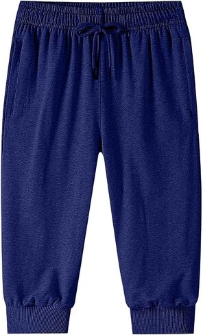 Men Baggy Capri Sweatpants Loose Cotton Drawstring Joggers with Pockets Casual Athletic Workout Gym Capri Sweat Pants in Kuwait