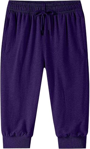Men Baggy Capri Sweatpants Loose Cotton Drawstring Joggers with Pockets Casual Athletic Workout Gym Capri Sweat Pants in Kuwait