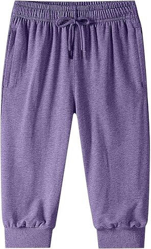 Men Baggy Capri Sweatpants Loose Cotton Drawstring Joggers with Pockets Casual Athletic Workout Gym Capri Sweat Pants in Kuwait
