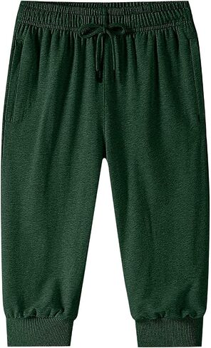 Men Baggy Capri Sweatpants Loose Cotton Drawstring Joggers with Pockets Casual Athletic Workout Gym Capri Sweat Pants in Kuwait