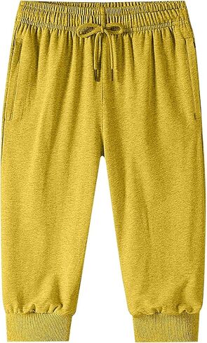 Men Baggy Capri Sweatpants Loose Cotton Drawstring Joggers with Pockets Casual Athletic Workout Gym Capri Sweat Pants in Kuwait