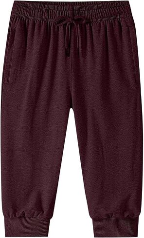 Men Baggy Capri Sweatpants Loose Cotton Drawstring Joggers with Pockets Casual Athletic Workout Gym Capri Sweat Pants in Kuwait