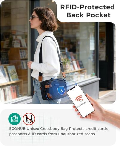 ECOHUB Crossbody Bag for Women Men, Multi Pocket Anti-Theft Travel Purse with RFID Blocking, Oxford PU Shoulder Bag in Kuwait
