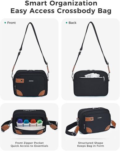 ECOHUB Crossbody Bag for Women Men, Multi Pocket Anti-Theft Travel Purse with RFID Blocking, Oxford PU Shoulder Bag in Kuwait