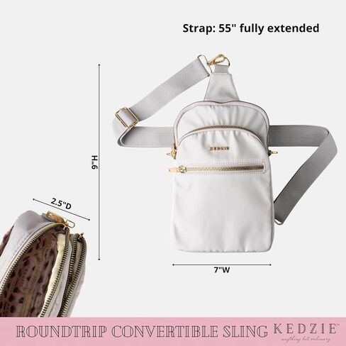 KEDZIE Roundtrip Convertible Sling Crossbody Bag (Polar Gray) & Interchangeable 2-Inch Bag Strap (Later Skater) in Saudi Arabia