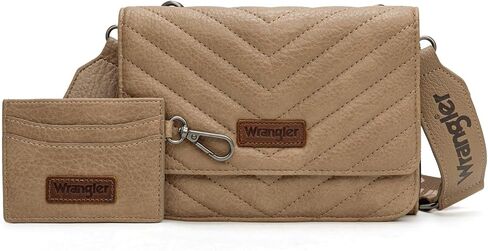 Wrangler 2 Pcs Flap Crossbody Bags for Women Detachable Dual-compaument Wallet Set in Kuwait
