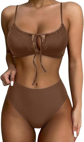 YELAIVP Women High Waisted Bikini Sets String Cutou Sexy Swimsuit 2 Piece Tummy Control Slimming Bathing Suit Clasp Hook in Saudi Arabia