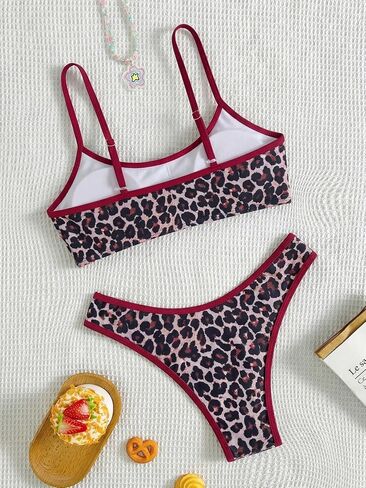 Fanuerg Women's Bikini Sets Scoop Neck Two Piece Swimsuits Floral Printed Cheeky Bathing Suit in Saudi Arabia
