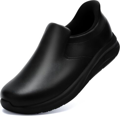 Mens Non Slip Work Shoes, Slip Resistant Chef Restaurant Shoes for Women, Waterproof Leather Slip-On Kitchen Footwear for Food Service, Arch Support Zapatos Trabajo for Standing All Day & Nursing in Saudi Arabia