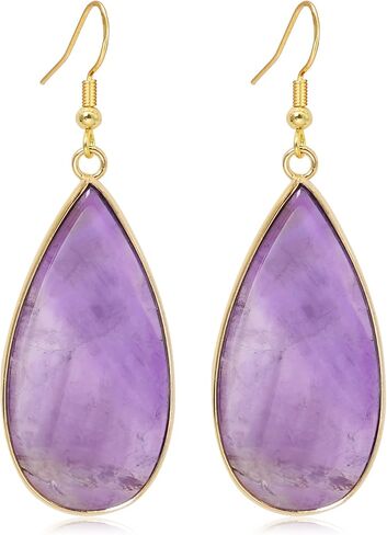 Natural Stone Earrings for Women Teardrop Dangle Earrings Crystal Statement Waterdrop Earring in Saudi Arabia