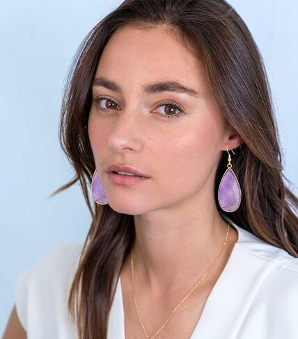 Natural Stone Earrings for Women Teardrop Dangle Earrings Crystal Statement Waterdrop Earring in Saudi Arabia